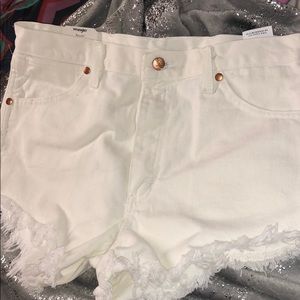white wrangler jean shorts from free people